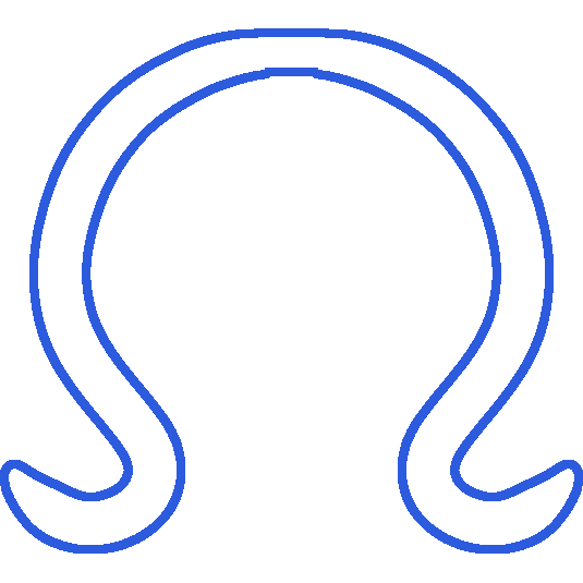 A white necromancy symbol from Dungeons and Dragons, with a blue outline.